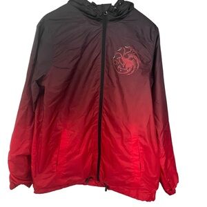 HBO Men’s Game Of Thrones Fire and Blood Red & Black WindbreakerJacket Size XS
